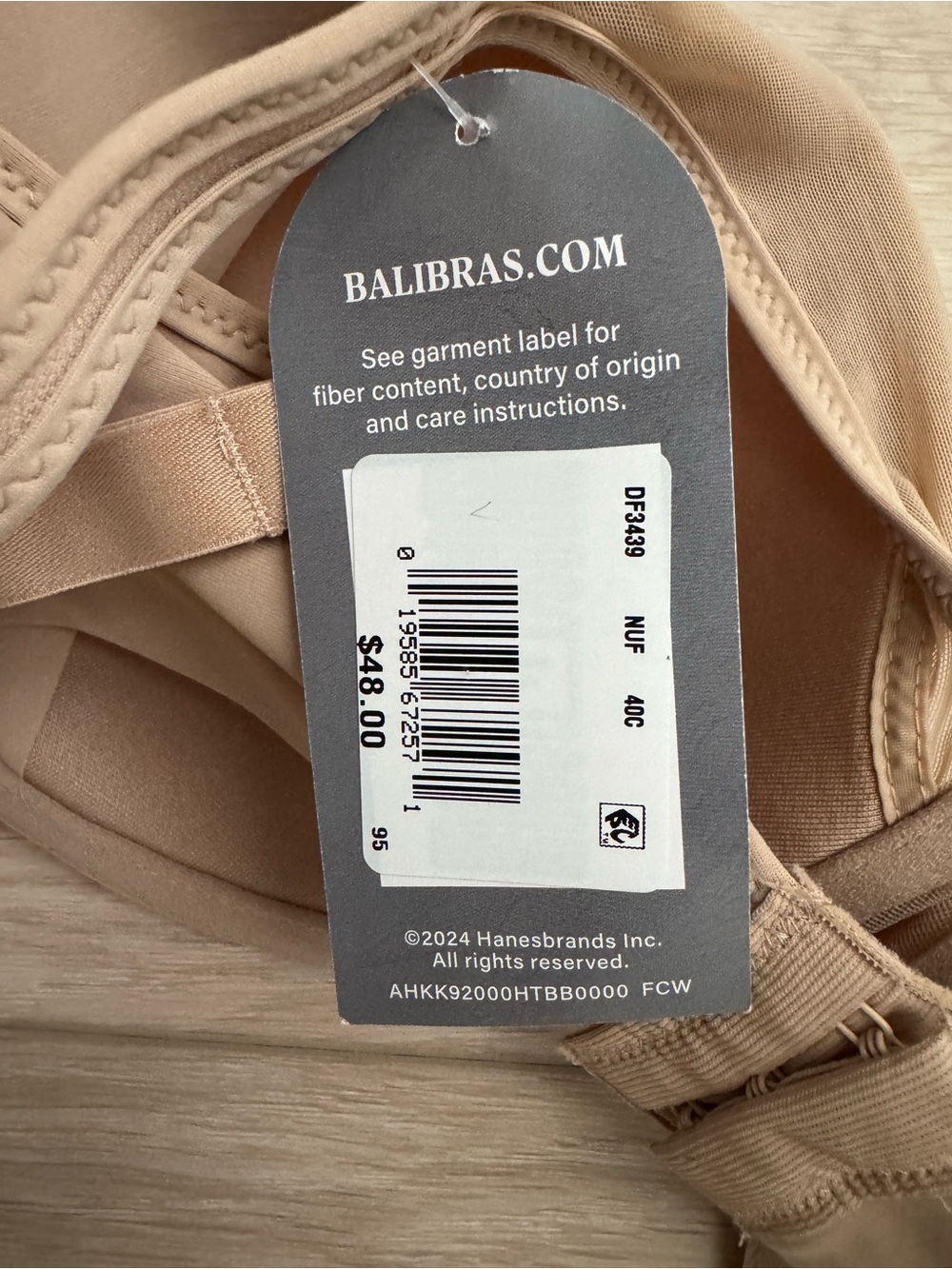 Bali bra style DF3439 nude beige underwire T-shirt bra size 40C new w/ tags! - Picture 8 of 8